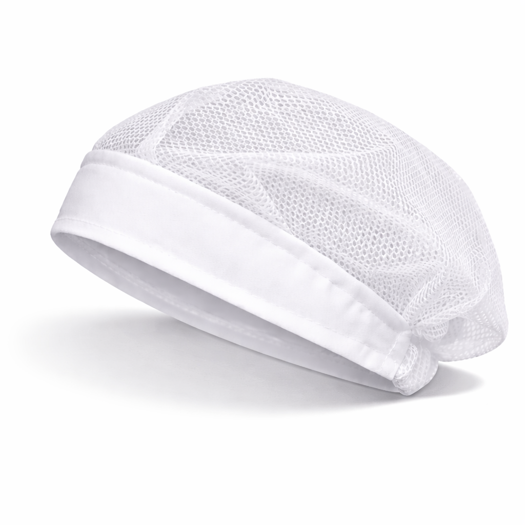 CUFFIA DA LAVORO DONNA CON RETE BIANCO/NERO COTONE