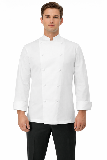 GIACCA CUOCO CUCINA MODELLO CLASSICO UNISEX BIANCO E NERO
