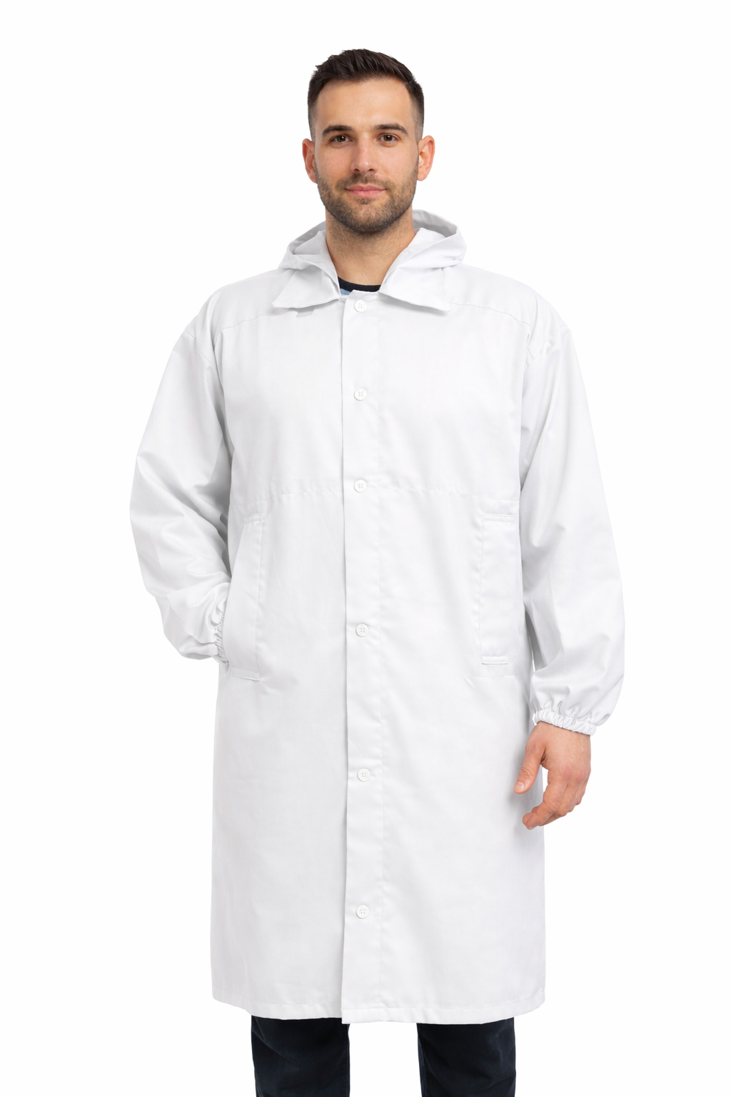 CAMICE DA MACELLAIO MANICA LUNGA CON CAPPUCCIO UNISEX