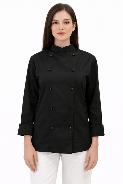 GIACCA CUOCO CUCINA MODELLO CLASSICO UNISEX BIANCO E NERO