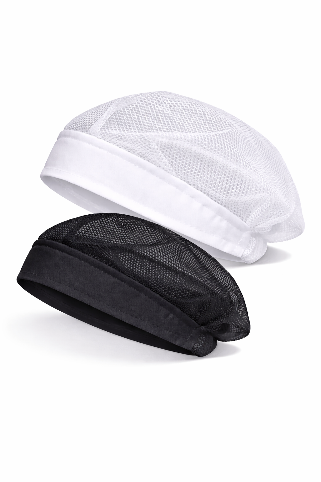 CUFFIA DA LAVORO DONNA CON RETE BIANCO/NERO COTONE