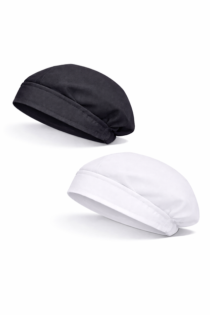 CUFFIA DA LAVORO DONNA SENZA RETE BIANCO/NERO COTONE