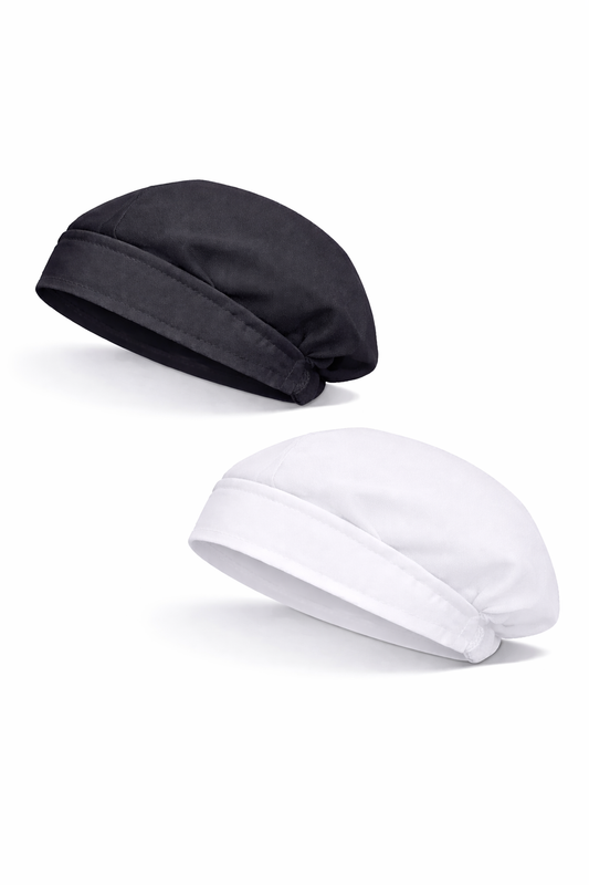 CUFFIA DA LAVORO DONNA SENZA RETE BIANCO/NERO COTONE