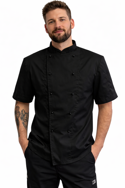 GIACCA CUOCO MEZZA MANICA MODELLO CLASSICO BIANCO/NERO