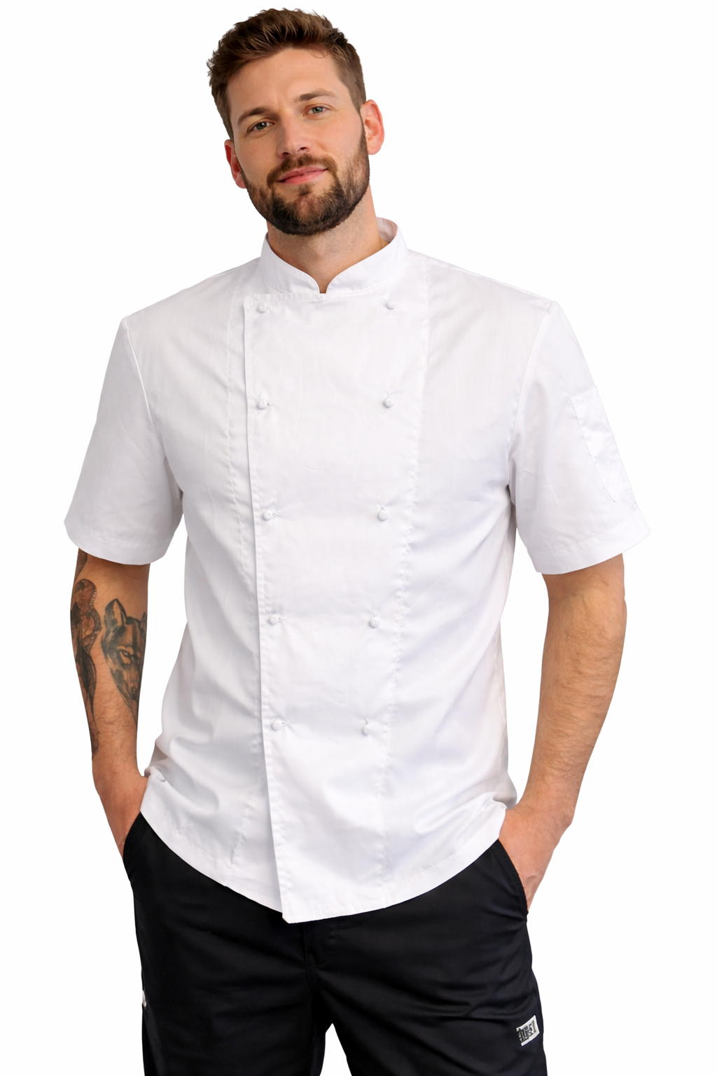 GIACCA CUOCO MEZZA MANICA MODELLO CLASSICO BIANCO/NERO
