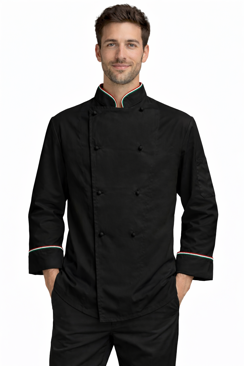 GIACCA CUOCO CHEF ITALIA NERO E BIANCO