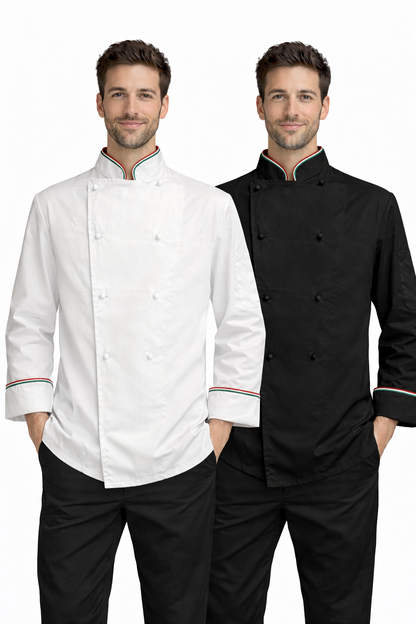 GIACCA CUOCO CHEF ITALIA NERO E BIANCO