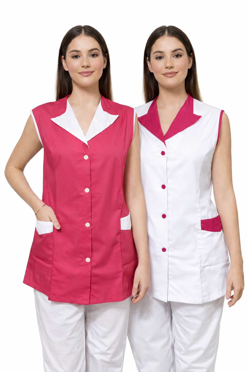 CASACCA DONNA GIROMANICA COLLO A CONTRASTO IN BIANCO/FUCSIA