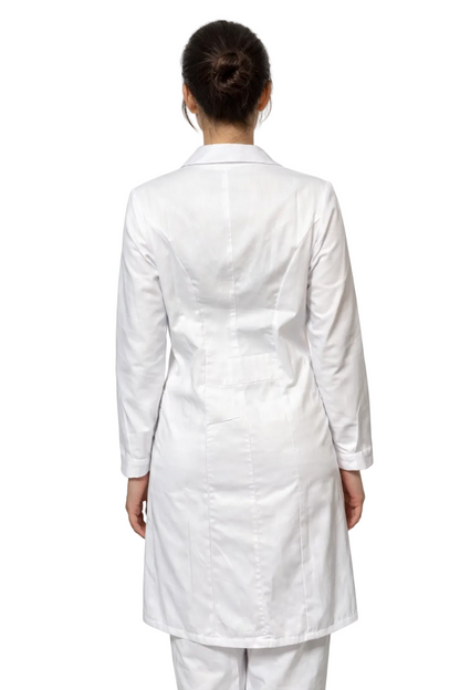 CAMICE LABORATORIO BIANCO LUNGO DONNA MODELLO AVVITATO