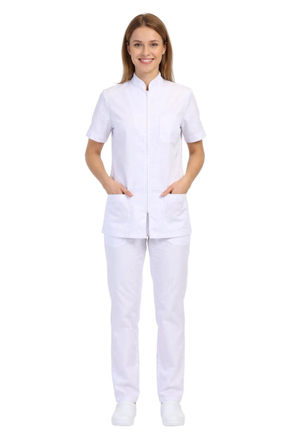DIVISA DA LAVORO BIANCO UNISEX CON ZIP