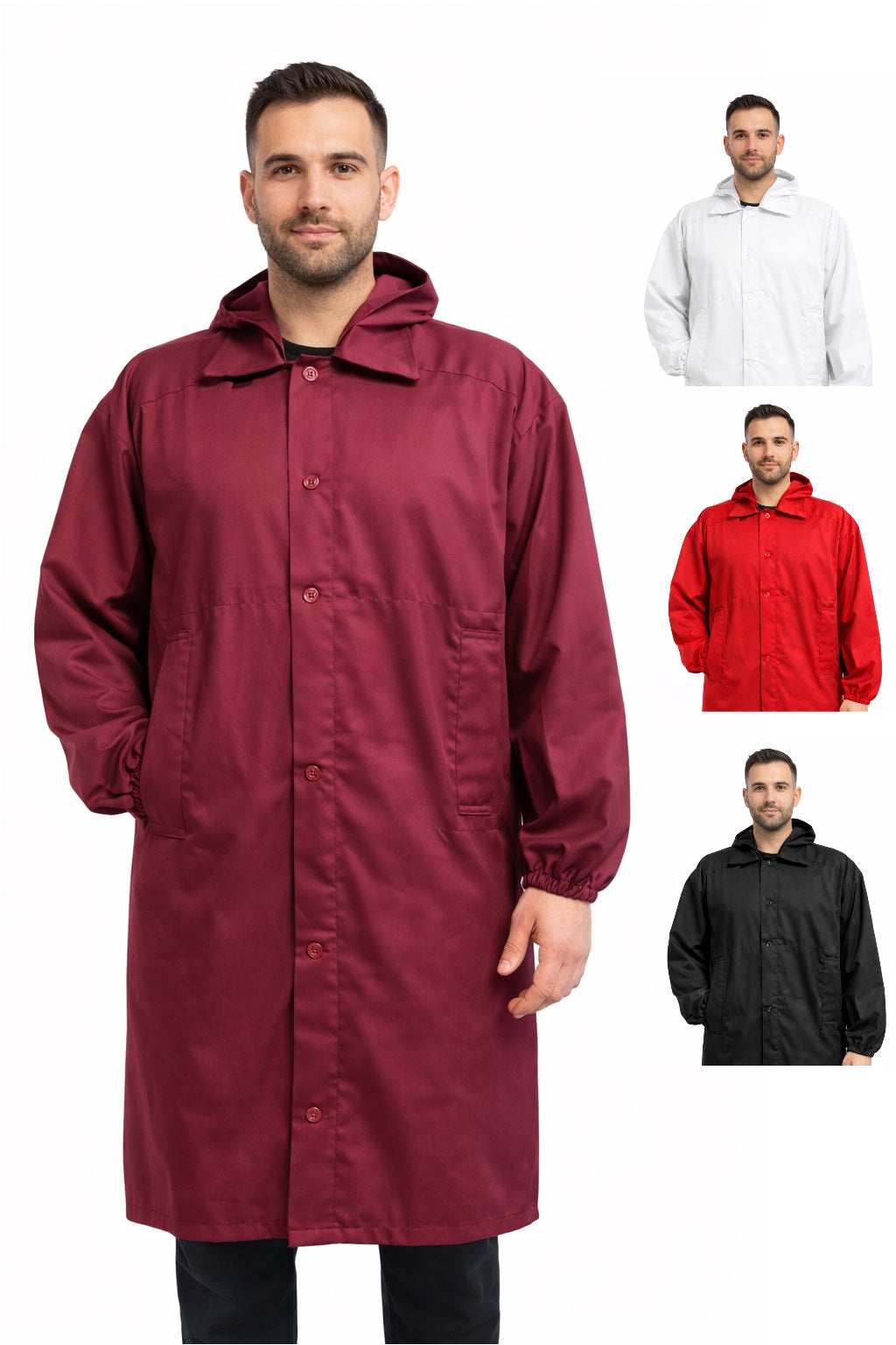 CAMICE DA MACELLAIO MANICA LUNGA CON CAPPUCCIO UNISEX