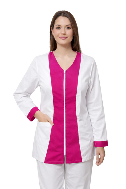 CASACCA ZIP DONNA MANICLA LUNGA MODELLO BICOLORE /ROSSO/FUCSIA/LILLA