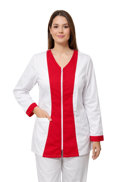 CASACCA ZIP DONNA MANICLA LUNGA MODELLO BICOLORE /ROSSO/FUCSIA/LILLA