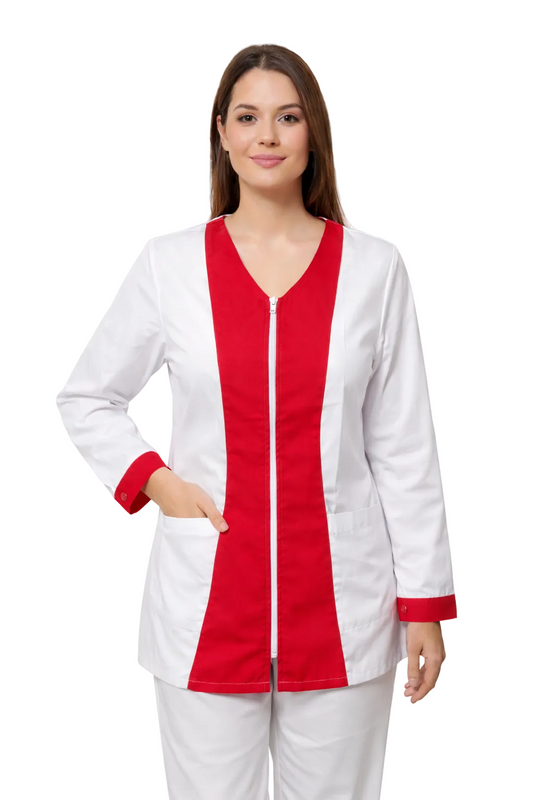 CASACCA ZIP DONNA MANICLA LUNGA MODELLO BICOLORE /ROSSO/FUCSIA/LILLA