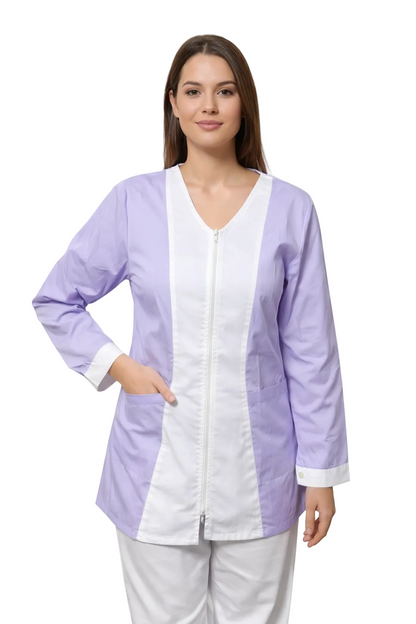 CASACCA ZIP DONNA MANICLA LUNGA MODELLO BICOLORE /ROSSO/FUCSIA/LILLA