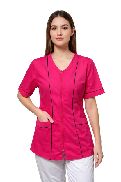 CASACCA DONNA ZIP MEZZA MANICA LILLA/FUCSIA RIGO NERO