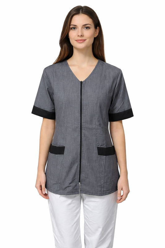 CASACCA DONNA ZIP MEZZA MANICA EFFETTO JEANS