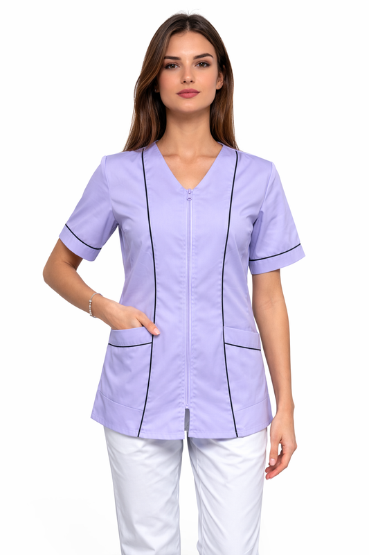 CASACCA DONNA ZIP MEZZA MANICA LILLA/FUCSIA RIGO NERO