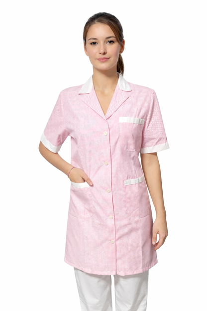 CAMICE DONNA LUNGO MEZZA MANICA QUADRETTI ROSA/AZZURO