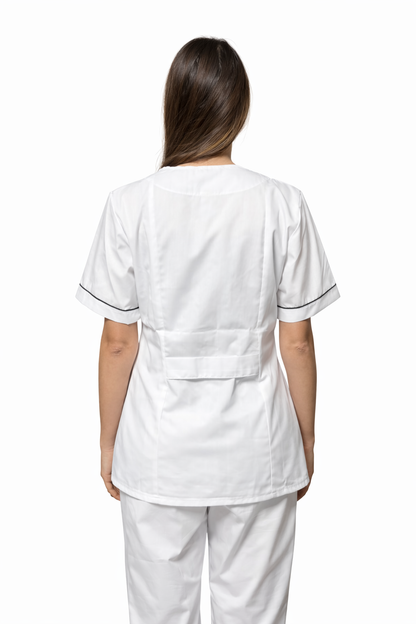 CASACCA DONNA ZIP MEZZA MANICA BIANCO/NERO PROFILO A CONTRASTO