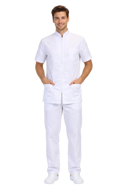 DIVISA DA LAVORO BIANCO UNISEX CON ZIP
