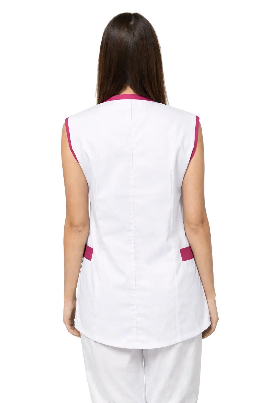 CASACCA DONNA GIROMANICA COLLO A CONTRASTO IN BIANCO/FUCSIA