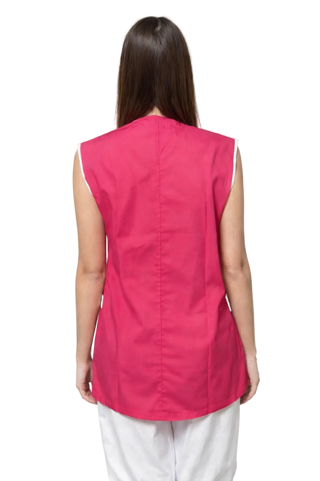 CASACCA DONNA GIROMANICA COLLO A CONTRASTO IN BIANCO/FUCSIA
