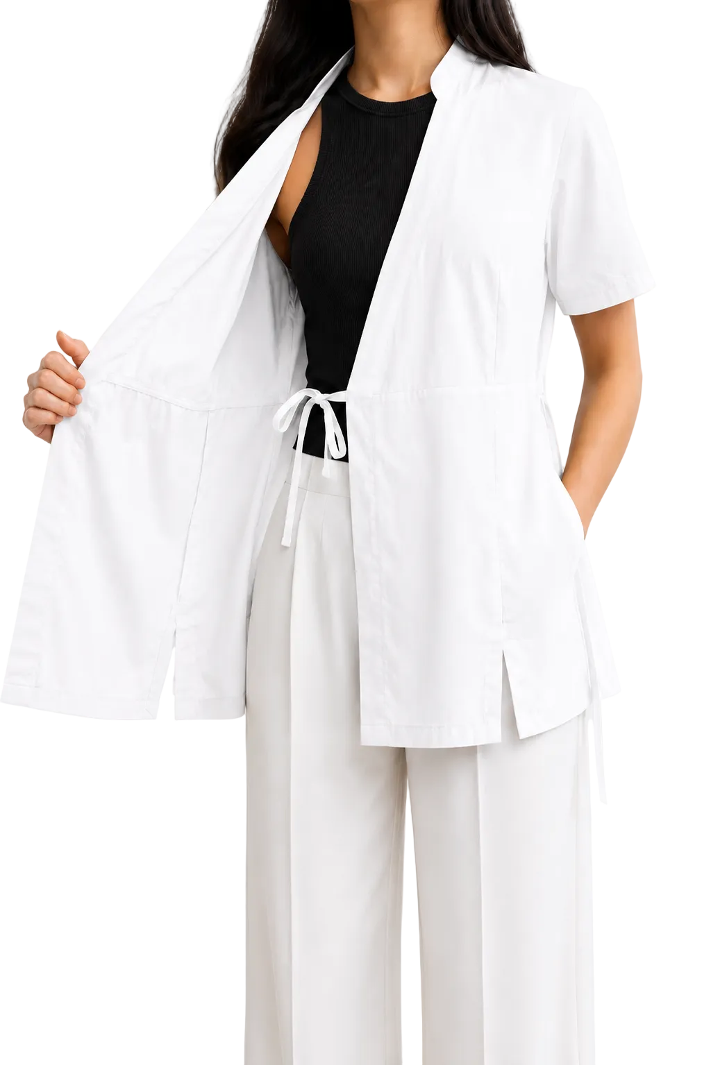 KIMONO DONNA ESTETISTA IN NERO/BIANCO/BEIGE