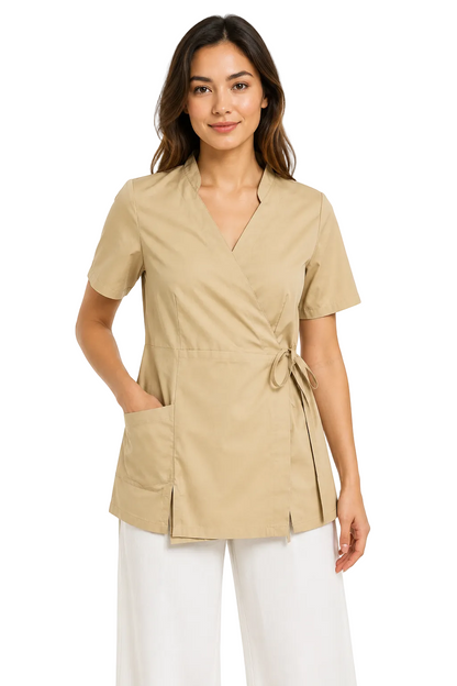 KIMONO DONNA ESTETISTA IN NERO/BIANCO/BEIGE