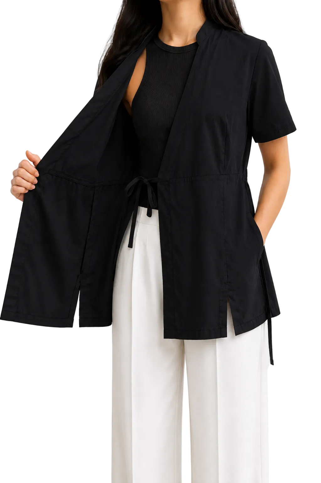 KIMONO DONNA ESTETISTA IN NERO/BIANCO/BEIGE