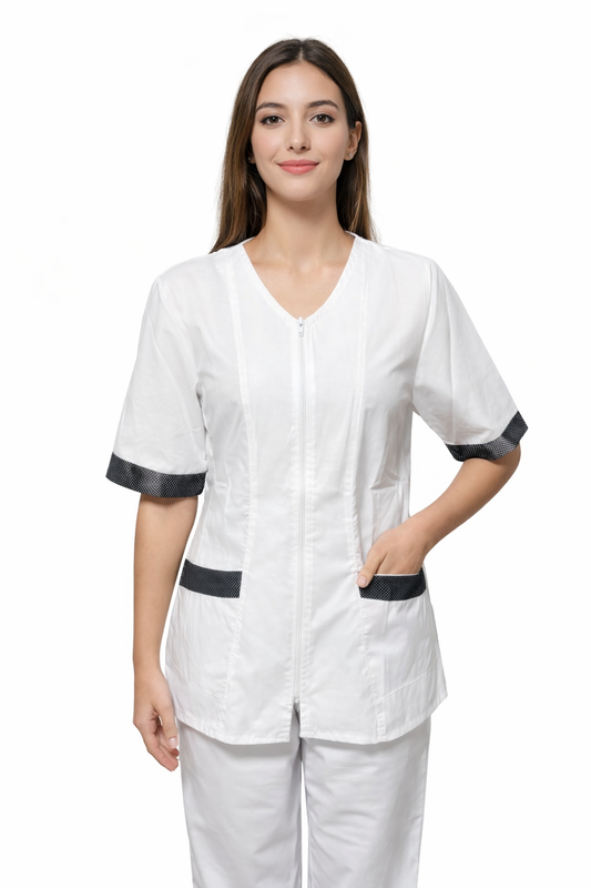 CASACCA DONNA MODELLO LAMINATO MEZZA MANICA NERO/BIANCO