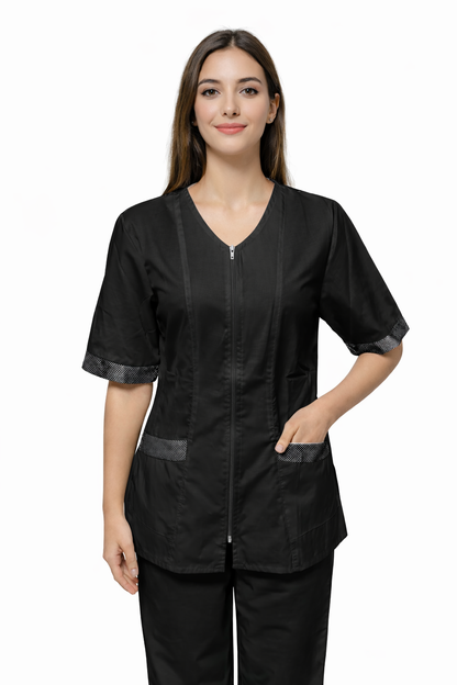 CASACCA DONNA MODELLO LAMINATO MEZZA MANICA NERO/BIANCO