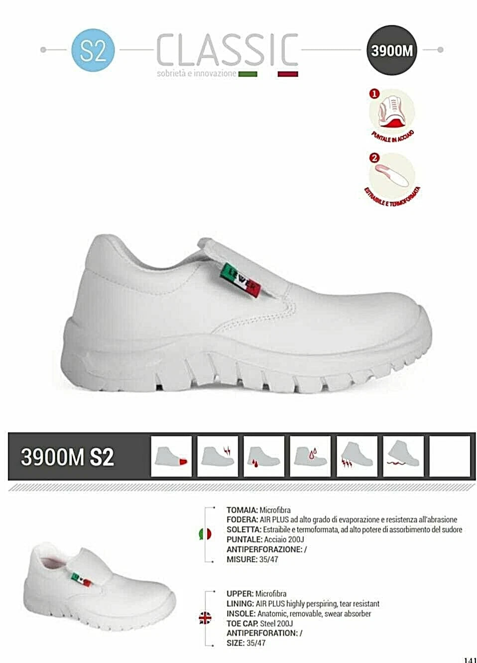 SCARPA CUCINA/ANTINFORTUNISTICA LEWER BIANCO E NERO 3900 S2 SRC