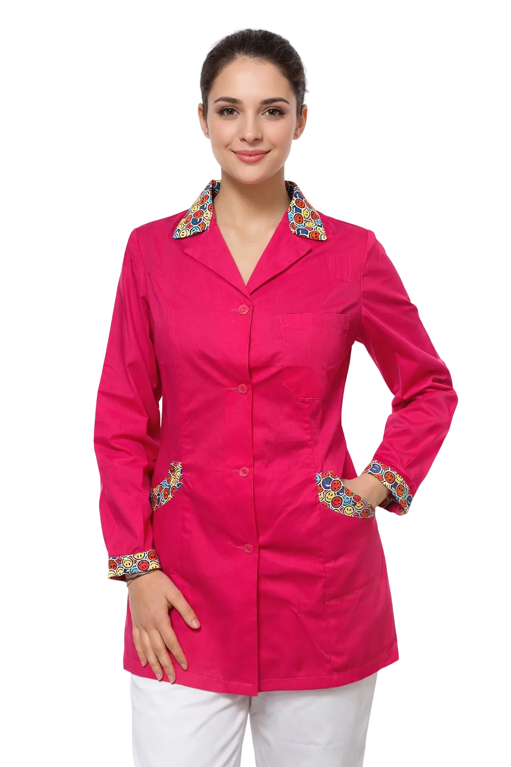 CASACCA DONNA MODELLO SMILE AVVITATO FUCSIA/BIANCO